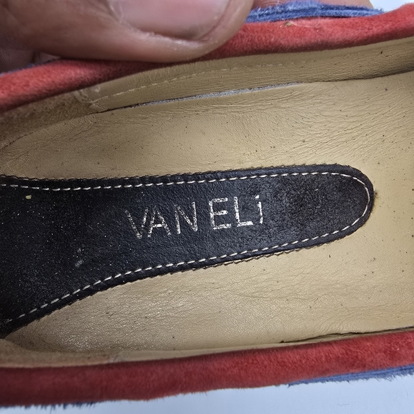Vaneli Shoe Women's 7 Suede Driving Moccasins Brown Red Blue - Picture 4 of 8